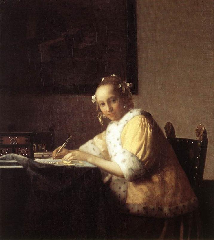 VERMEER VAN DELFT, Jan A Lady Writing a Letter qr china oil painting image